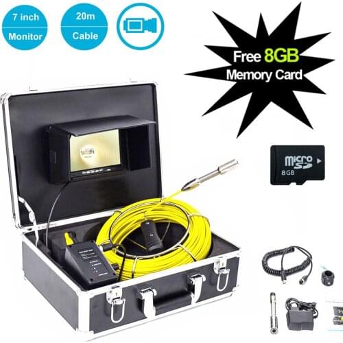 23mm Lens 7inch Pipe Sewer Inspection Video Camera Drain Pipe Sewer Inspection Waterproof Camera System 20m Cable With DVR Video