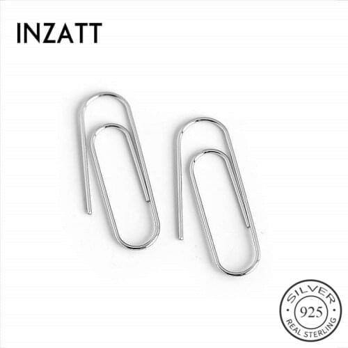 INZATT Real 925 Sterling Silver Geometry Minimalist Hoop Earrings For Fashion Women Party Fine Jewelry Cute Accessories Gift