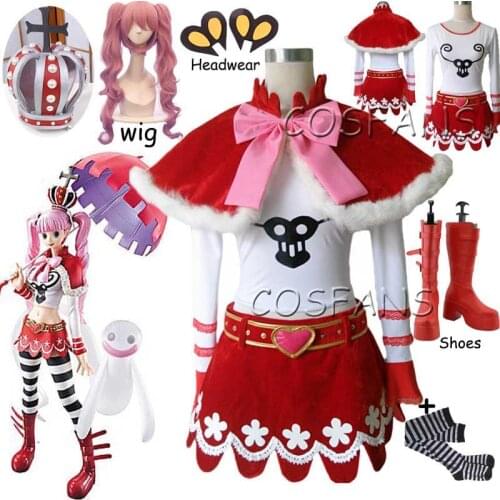 One Piece Perona Soul Fruit Uniforms Cosplay Costume Halloween cosplay costume +Cloak + bow + belt + socks Full set Wigs shoes