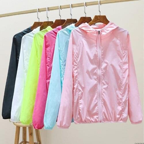 Summer Sunscreen Clothing Women Long Sleeve Thin Trench Coat Ladies UV Protection Clothing Hooded Breathable Outdoor Shirts W83