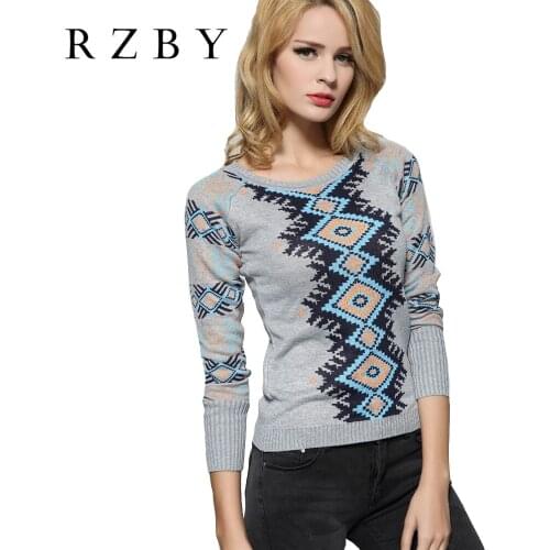 Women Sweater Vintage Stylish Geometric Pattern Short Knitted Sweater Fashion Long Sleeve Outerwear Chaqueta