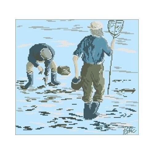 Magazine-Seaside Fishing Man- Counted Cross Stitch 11CT 14CT 18CT Cross Stitch Kits Embroidery Needlework Sets