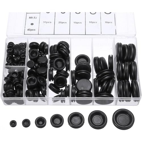 170pcs 7-25mm Black Closed Seal Ring Grommets Car Electrical Wiring Cable Gasket Kit Rubber Hole Plug For Cylinder Valve Pump