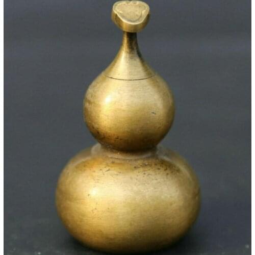 2.6" China Bronze Gild Ruyi Eight Diagrams Lagenaria Siceraria Cucurbit Gourd