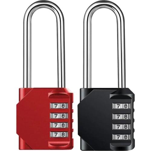 2 Pack Code Padlocks, 4 Digit Long Shackle Resettable Pad Lock for Outdoor Gate, Shed, Fence, Hasp Storage, Gym Locker