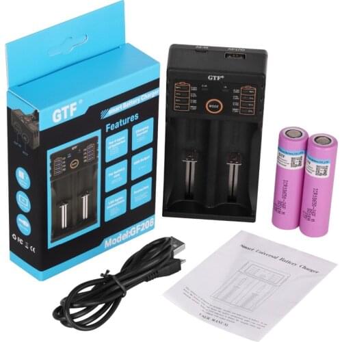 Gtf 2 pces 3,7 v 18650 battery li-ion icr 18650-26f 2600 mah 18650 battery battery battery for flashlight + 1pc 18650 battery