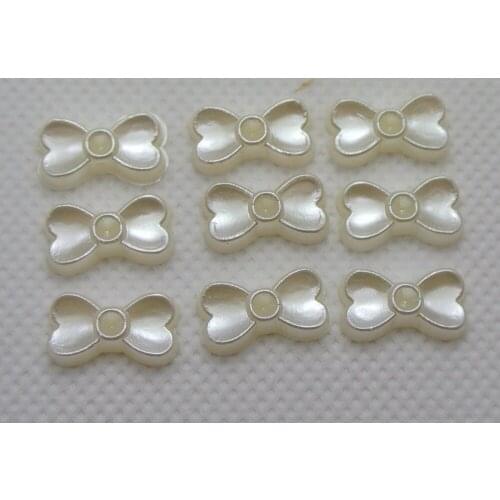 200 Ivory Acrylic Half Pearl Bows Tie Flatback Beads Cabochon 14X8mm Scrapbook Craft