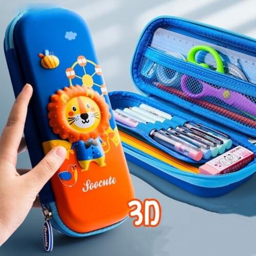 3D stereo relief animal pencil case plastic pen box School Pencil cases for girls and boys pen case student cute pen bag gifts