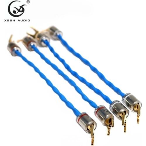 4PCS HIFI Speaker Canare line Copper Gold-plated Bananas Y spade Plug DIY Signal Switching Connection Bridge Jumper Audio cable