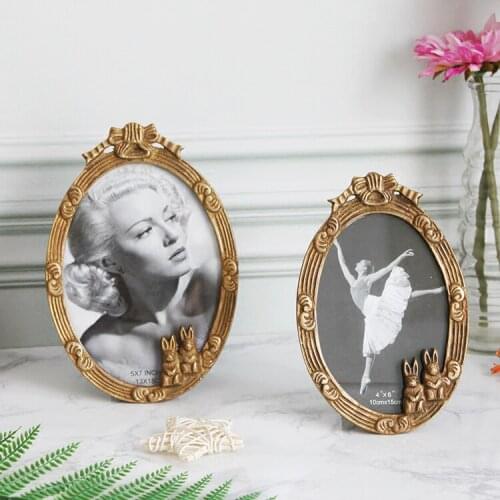 American retro brass bunny photo frame creative metal golden retro photo frame home decoration wedding birthday gift
