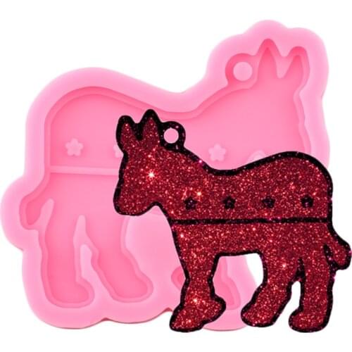 Shiny Glossy Donkey Decoration Keychains Silicone Mold Handmade Polymer Clay Mould Jewelry Making Necklace Mould