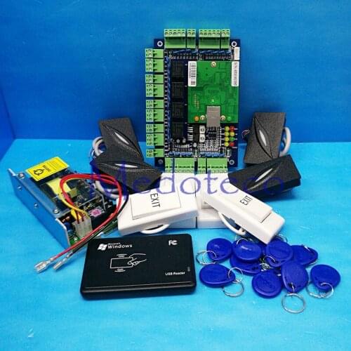 Four door Access Control Panel rfid Card access control Kit TCP/IP Multi Door Security Access Controller + Card Reader + Power