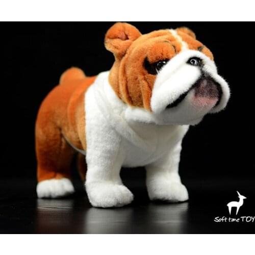 Kids Toys Nice Children Birthday Gifts Real Life Standing English Bulldog Soft Stuffed Animals Dogs Model Girlfriend Present