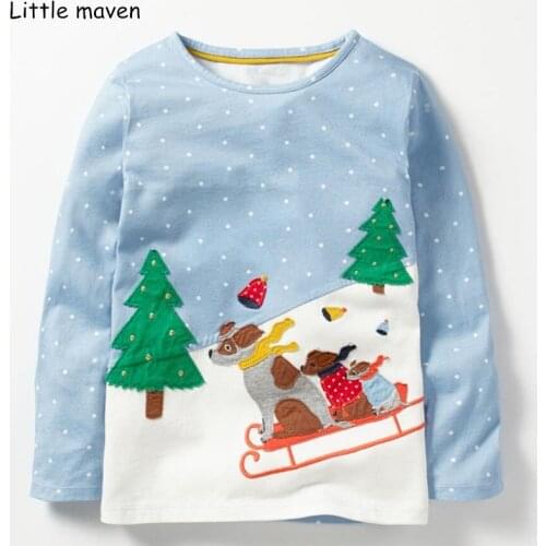 Little maven children brand baby girl clothes christmas shirts new arrivals autumn girls tops cotton snow print t shirt 51098