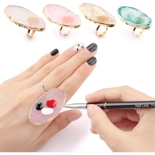 Fashion Acrylic Color Nail Art Palette with Finger Ring Polish Cream Foundation Mixing Nail Art Tool Easy Clean Wipe