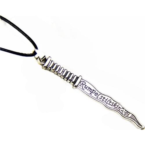Fashion Snow White Necklace Vintage Charm Once Upon A Time Dwarf Rumpelstiltskin Dagger Pendant Jewelry For Men Women Gifts