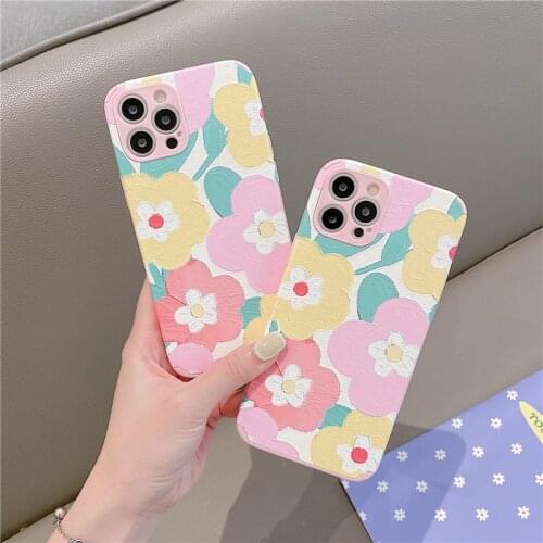 Fashion Cute Colorful flowers Soft Phone Case For iphone 11 Cover For iphone 12 Pro XS Max X XR 7 8 6 6S Plus shockproof Cover
