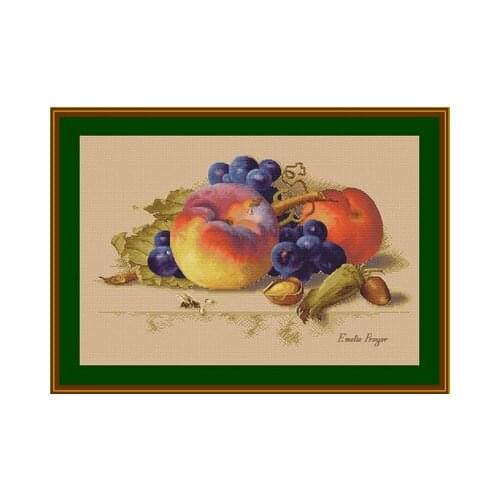 MM Counted Cross Stitch Kit Peach and grape Handmade Needlework For Embroidery 14ct Cross Stitch