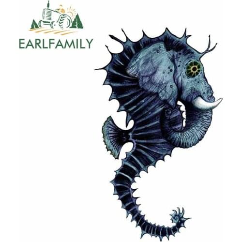 EARLFAMILY 13cm x 7.9cm for Black Hippocampus VAN Car Sticker Windshield Surfboard Decal Cartoon Motorcycle Creative Graphics