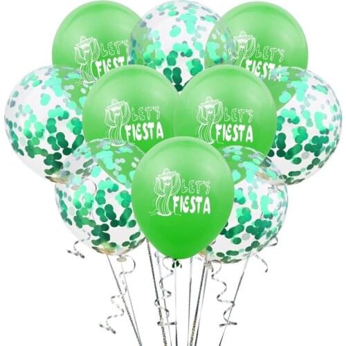 10 Pcs/set New Mexico Carnival Party Decoration Balloons Cactus Lets FIESTA Confetti Latex Balloons Summer Party Supplies