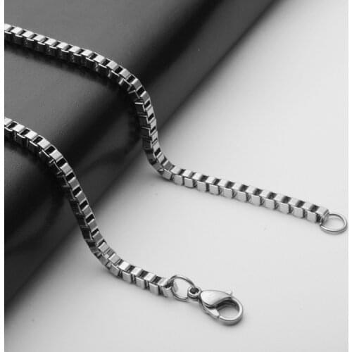 Stainless Steel Titanium Necklace Chain Box Chains for DIY Jewelry Making Pendant Accessories Lobster Clasp Bijoux Men Man Homme