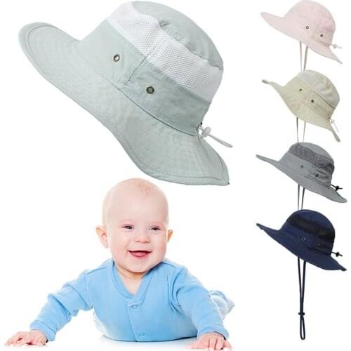Children Bucket Hat Solid Color Mesh Patched Bucket Hat Unisex Fashion Bob Cap Hip Hop Gorro Boy Girls Fisherman Hat Summer Cap