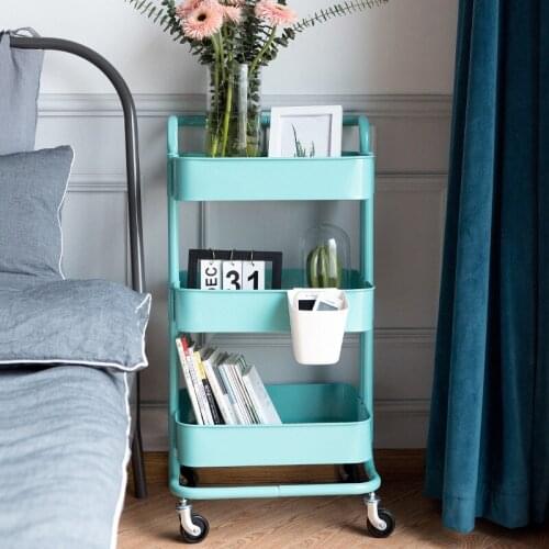 Movable wheeled kitchen storage rack trolley living room storage floor-to-floor beauty salon trolley supplies storage rack