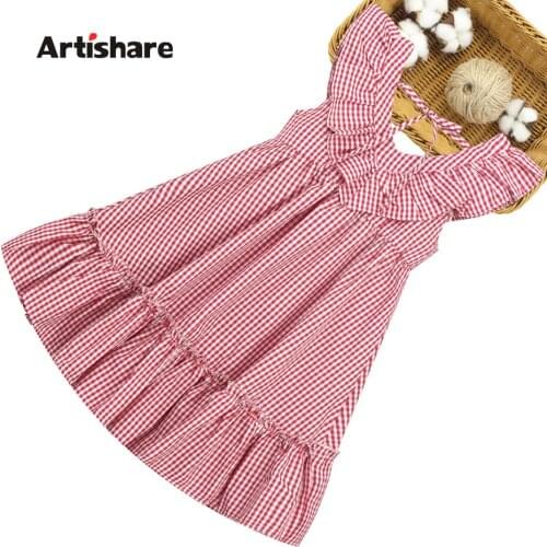 Girl Dress Plaid Pattern Dress For Girls Summer Children Party Dress Casual Style Childrens Costumes For Girls 6 8 10 12 14