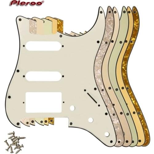Pleroo Guitar Pickguard-For US 11 Screw Holes Stratocaster With Floyd Rose Tremolo Bridge PAF Humbucker Single HSS Scratch Plate