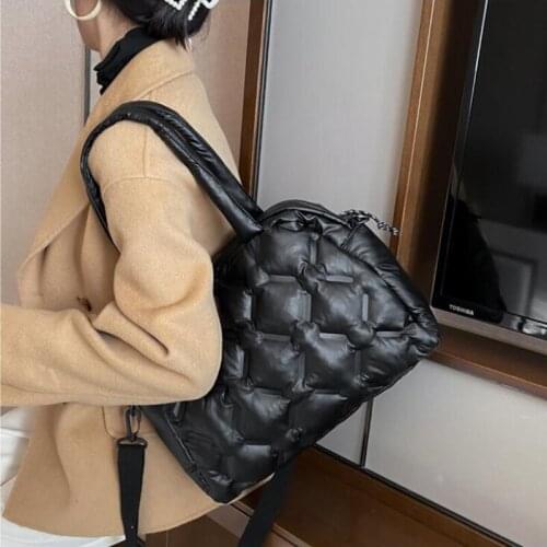 Casual Space Pad Cotton Women Handbags Designer Shoulder Bags Nylon Down Feather Crossbody Bag Large Capacity Tote Shopper Purse