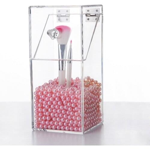 Crystal Acrylic Makeup Organizer Makeup Brush Display Box Cosmetics Tools Storage Holder Jewelry Accessory Casket Plastic Pearl