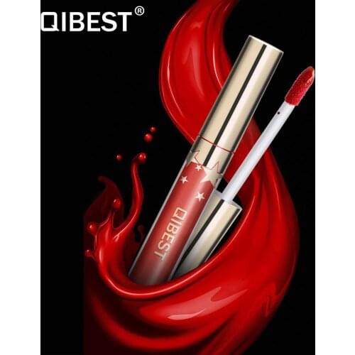 QIBEST 24 colors Matte lipgloss liquid non-stick cup lip lipstick liquid waterproof matte lipgloss long lasting makeup cosmetic