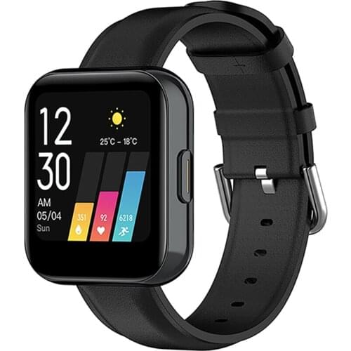 For Realme Watch 20MM Round Tail Genuine Leather Strap Wristwatch Band Bracelet Belt