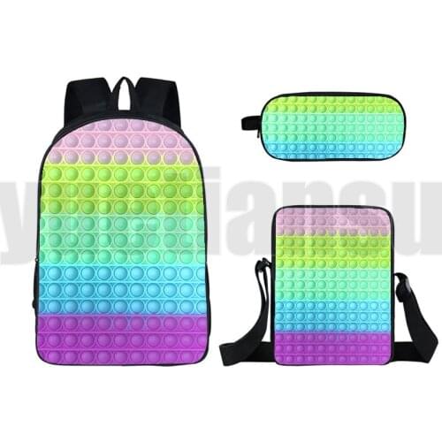 3D Print POP It Backpacks for School Teenagers Girls Hot Back To School High Quality 16 Inch Family Games Anime Pop Fidget Bag