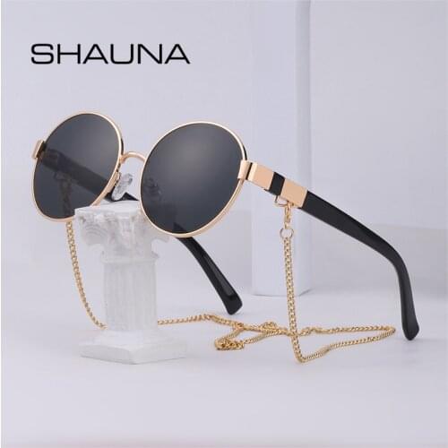 SHAUNA Retro Punk Round Women Luxury Sunglasses Fashion Metal Chain Decoration Gradient Eyewear Men Shades UV400 Sun Glasses