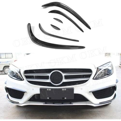 C Class W205 Sport Carbon Fiber Front Bumper Air Vent Fender Spoiler Trim for Mercedes Benz C63 AMG C180 C200 2015-2017