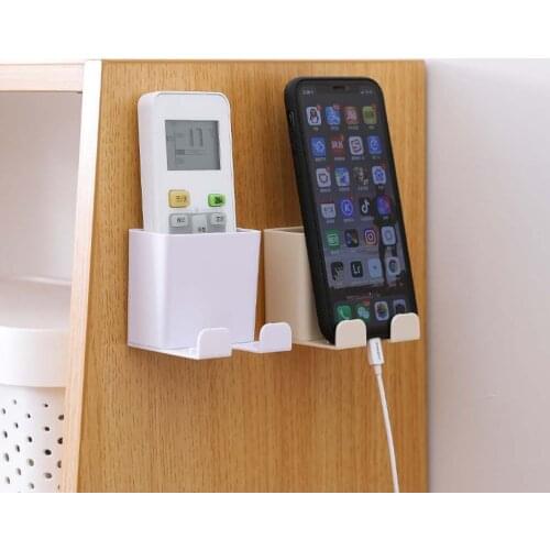 Wall Hanging Remote Controller Storage Box Organizer Case Mobile Phone Bracket Storage Box No Hole Switch Phone Holder