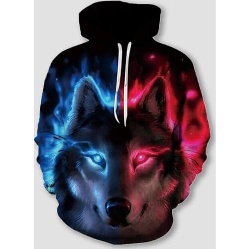 Boys sweatshirts 3D printing mans wommen ice fire Animal Wolf Series pullover animals long sleeve hoodies girls tops thin hoodie