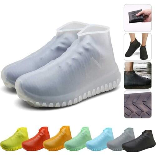 Fashion Shoes Cover Waterproof Reusable Rain Shoes Covers Rubber Slip-resistant Rain Boot Overshoes Men Women Shoes Accessories
