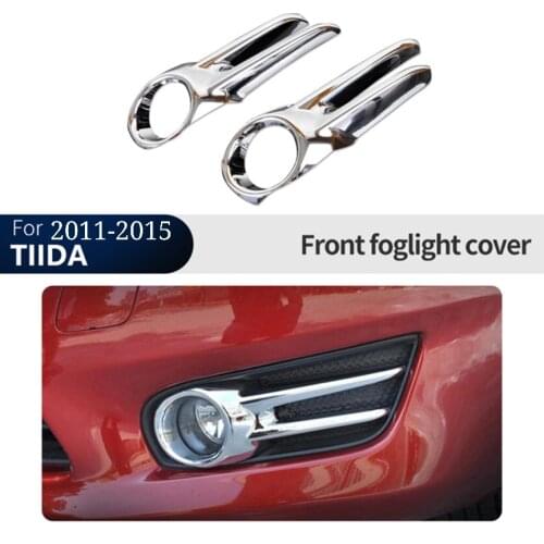 For Nissan Tiida 2011-2015 High Quality ABS Chrome Plated Front Fog Lamp Frame Front Fog Lamp Shade Car Accessories