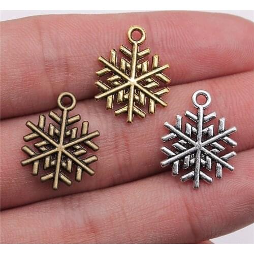 WYSIWYG 20pcs 19x15mm 3 Colors Antique Gold Antique Silver Color Antique Bronze Christmas Snowflake Charms