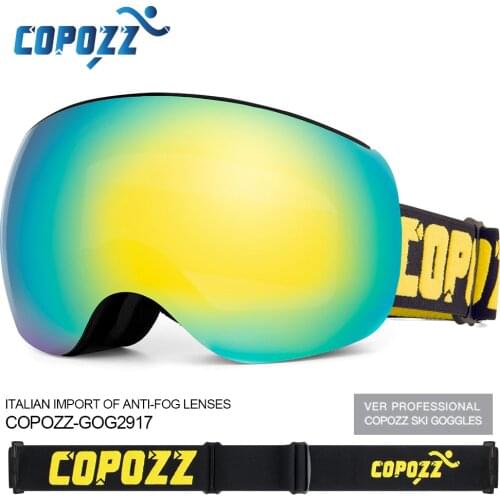 Copozz snowboard ski goggles UV400 Protection Magnet adsorption anti-fog lens TPU ski glasses Snow Skiing Glasses big Mask