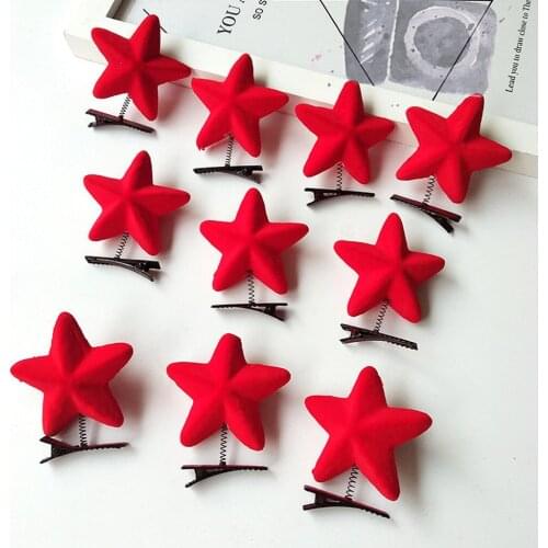 10Pcs Kid Infant Baby Girls Cartoon Star Hairclip Hairpin Barrettes Headwear Set Cotton Blend Hairpin Solid Color Cute Headwear
