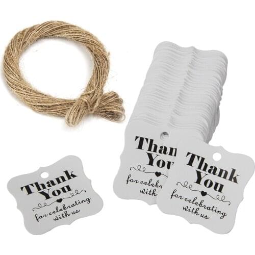 100Pcs,1.2 Inch* 1.2 Inch Thank You For Celebrating With US Cards Hang Tag Labels Party Wedding Birthday Favors Gift Package