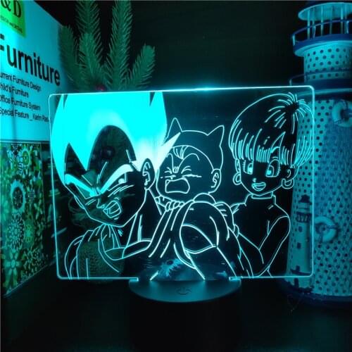 Dragon Ball Z 3D ANIME LAMP Bulma Vegeta Trunks Led Nightlights 7 Color Changing Dragon Ball Super lampara Led