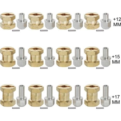 4pcs Brass 12mm Hex Wheel Hub Drive Adaptor 12mm 15mm 17mm Extension for 1/10 RC Car Crawler Axial SCX10 D90