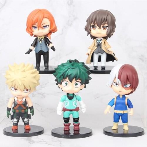 5PCS Anime My Hero Academia Midoriya Izuku Bakugou Katsuki Todoroki Shoto Model Toys Gift 10CM