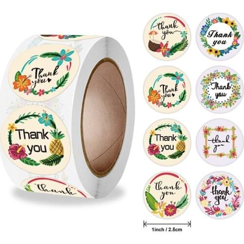 50-500pcs Gift Sealing Stickers Flower Thank you Design Scrapbooking Stickers Festival Birthday Party Gift Decorations Label