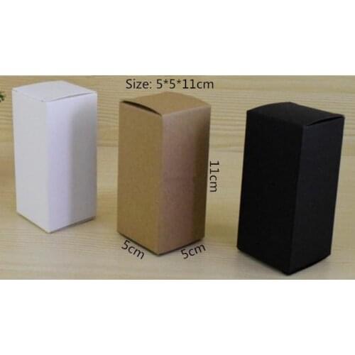 50pcs/lot-5*5*11cm White Black Kraft Paper Gift Box Cosmetic Bottle Jar Box Craft Handmade Soap Candle Storage Boxes valve tubes