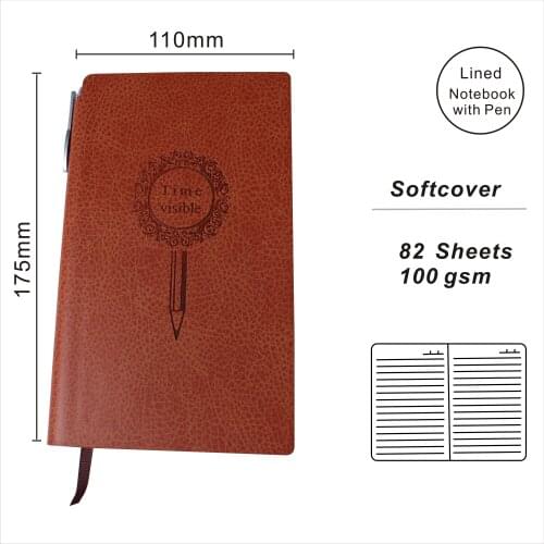 A6 PU Leather Lined Notebook With Pen Paper Notepad Custom Logo Daily Agenda Softcover Personal Planner OEM Welcome